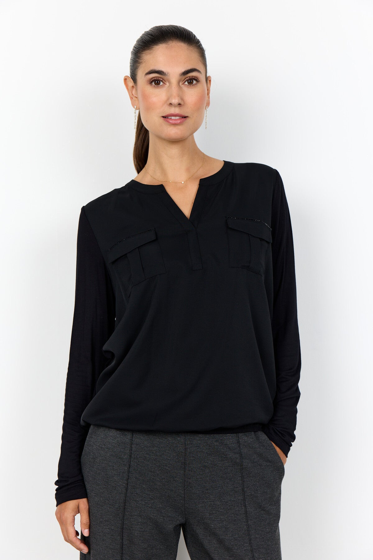 SC-HERMINE 1 Bluse Sort