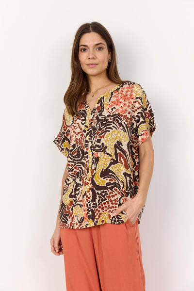 SC-ROSAELA 1 Bluse Mørk brun