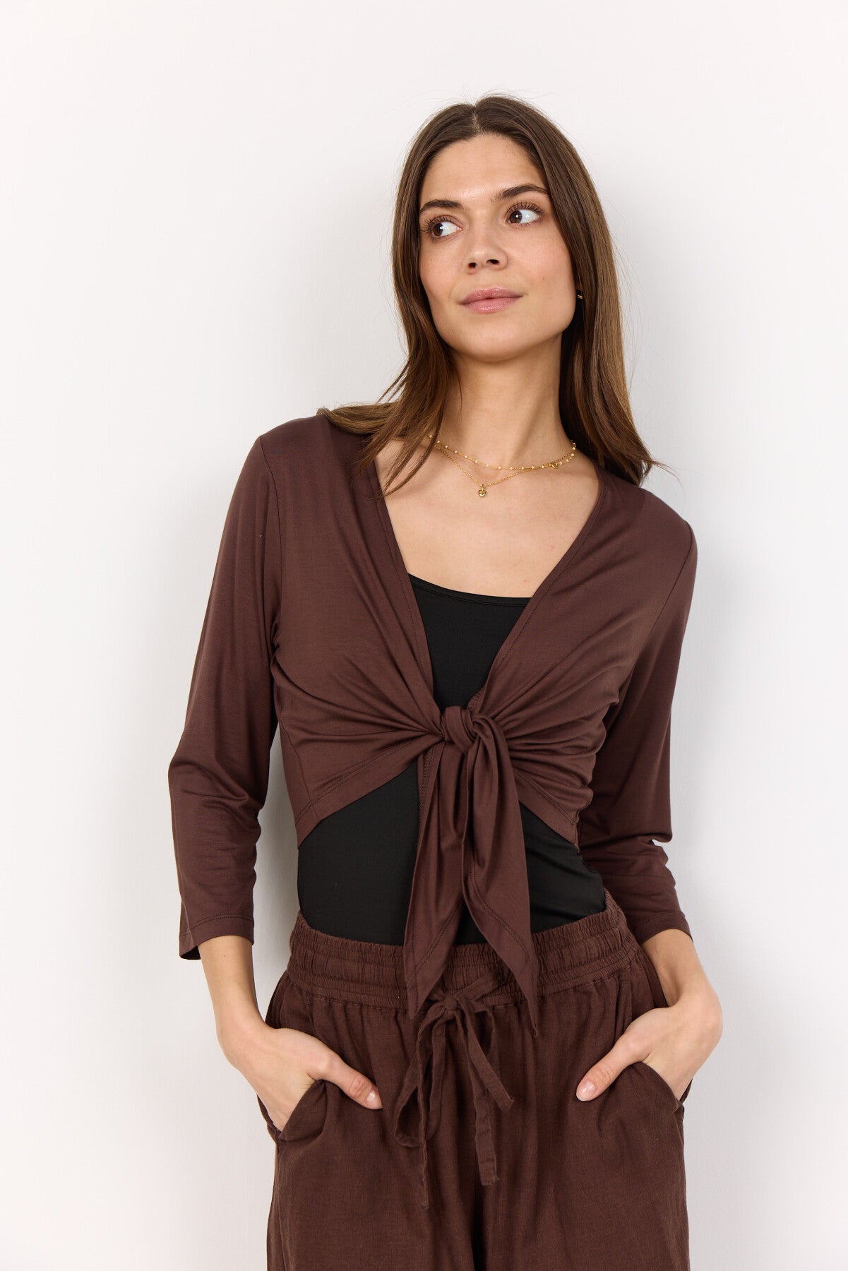 SC-MARICA 285 Cardigan Mørk brun
