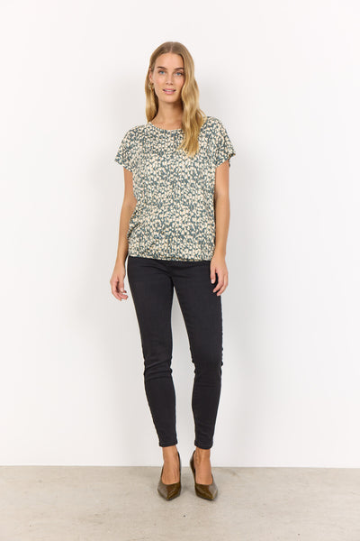 SC-MARICA AOP 315 T-shirt Støvet Grøn