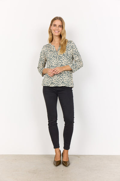SC-MARICA AOP 316 Bluse Støvet Grøn