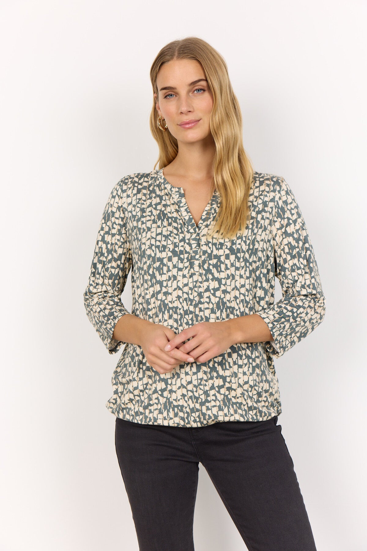 SC-MARICA AOP 316 Bluse Støvet Grøn