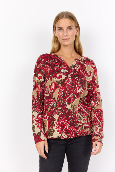 SC-FELICITY AOP 518 Bluse Rød