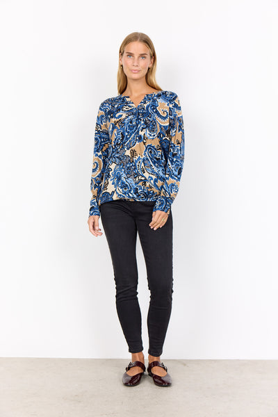 SC-FELICITY AOP 518 Bluse Mørk blå
