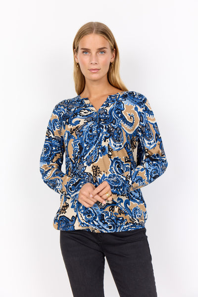 SC-FELICITY AOP 518 Bluse Mørk blå