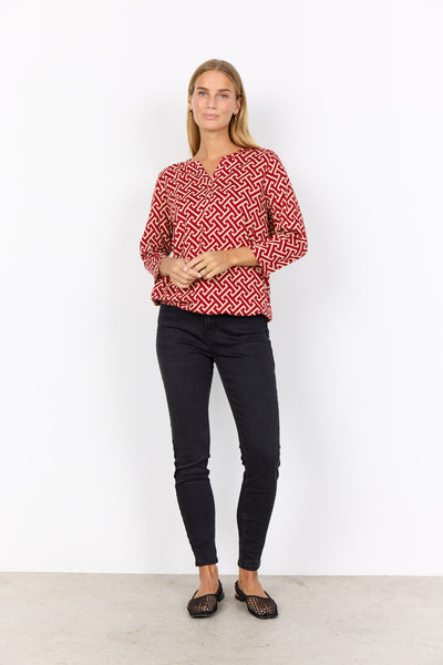 SC-FELICITY AOP 519 Bluse Rød