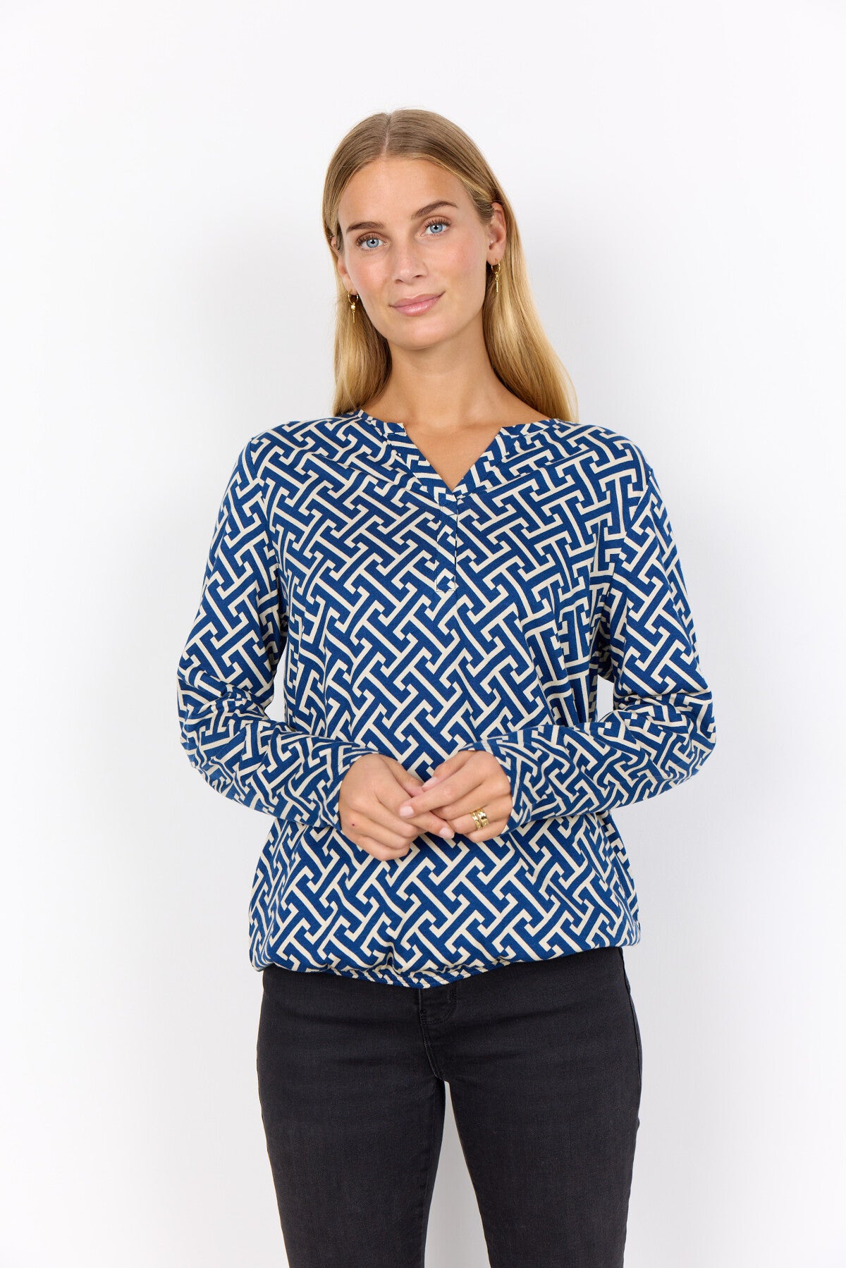SC-FELICITY AOP 520 Bluse Mørk blå