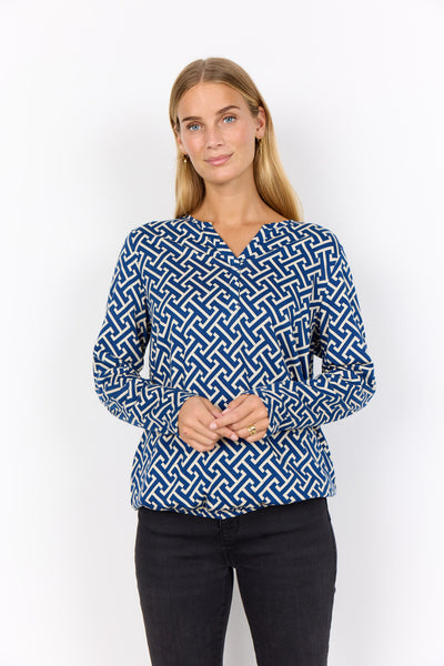 SC-FELICITY AOP 520 Bluse Mørk blå