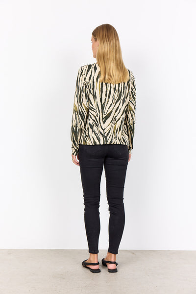 SC-FELICITY AOP 522 Bluse Mørkegrøn