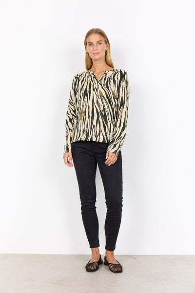 SC-FELICITY AOP 522 Bluse Mørkegrøn