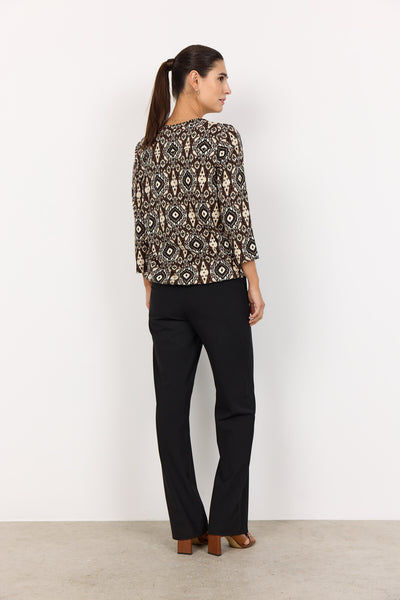 SC-FELICITY AOP 504 T-shirt Mørk brun