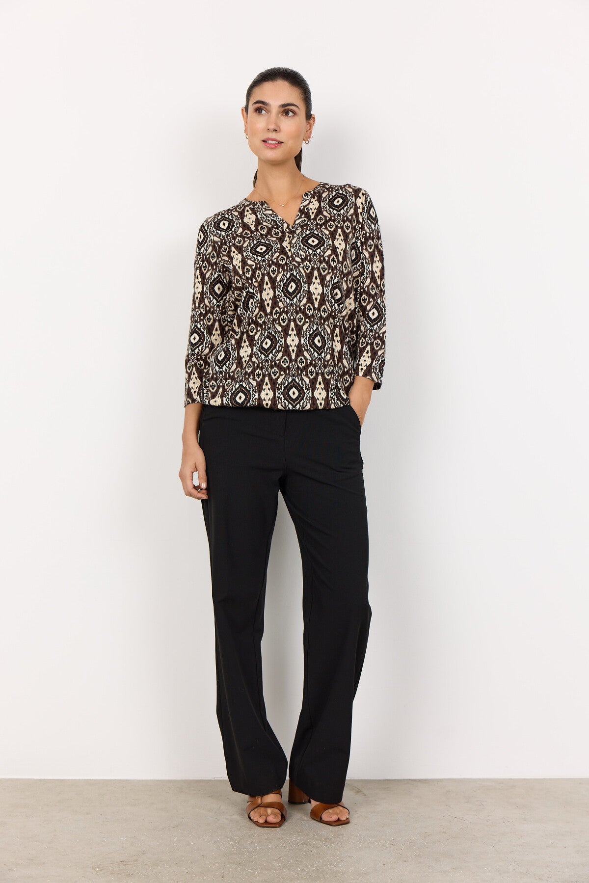SC-FELICITY AOP 504 T-shirt Mørk brun