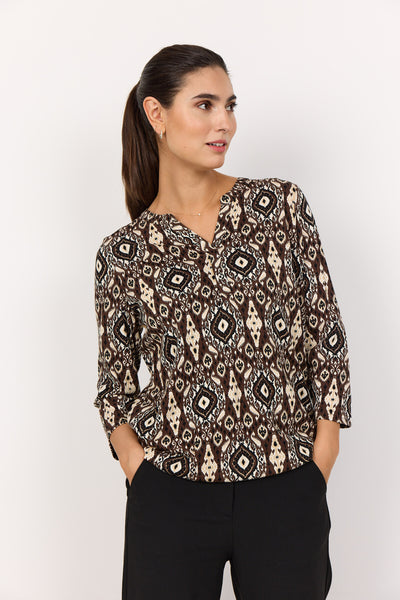 SC-FELICITY AOP 504 T-shirt Mørk brun