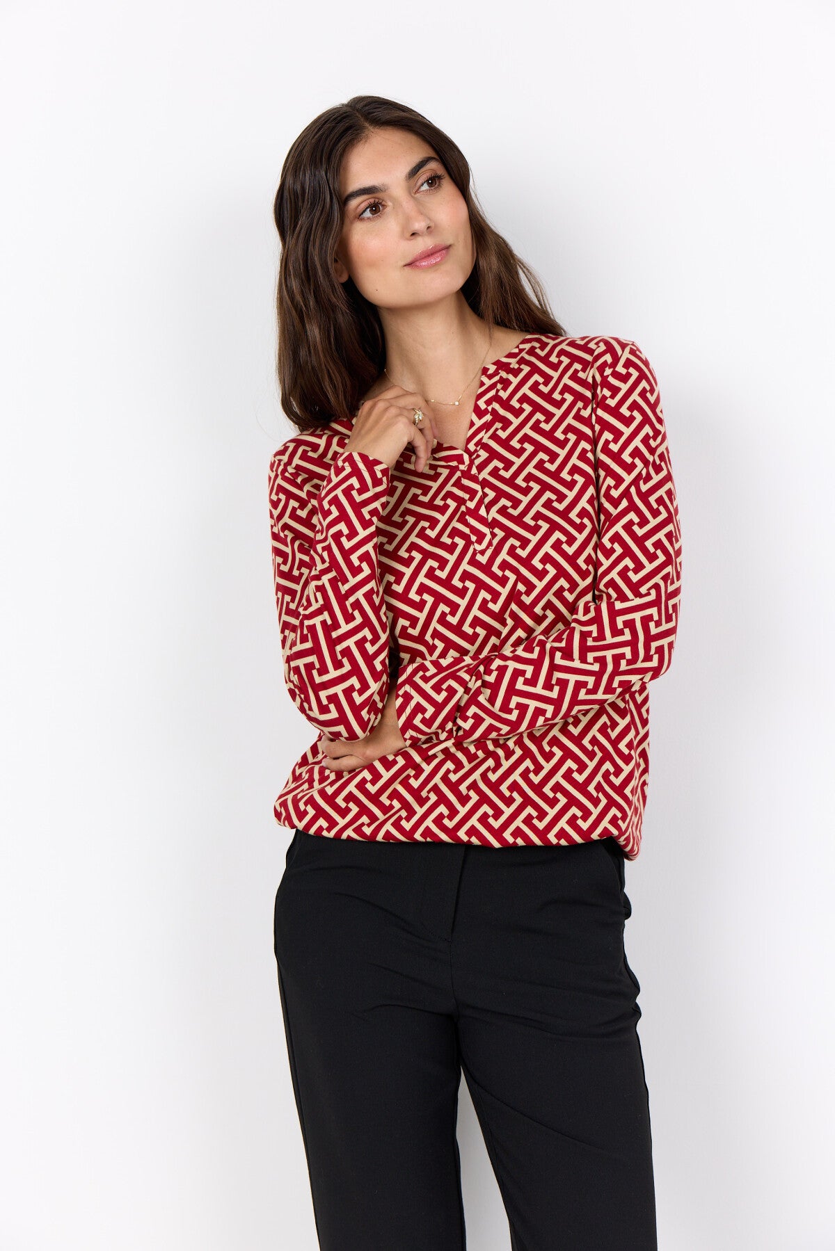 SC-FELICITY AOP 520 Bluse Rød