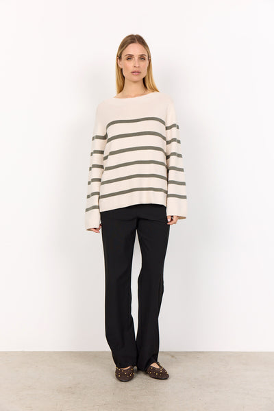 SC-KANITA STRIPE 21 Pullover Støvet Grøn