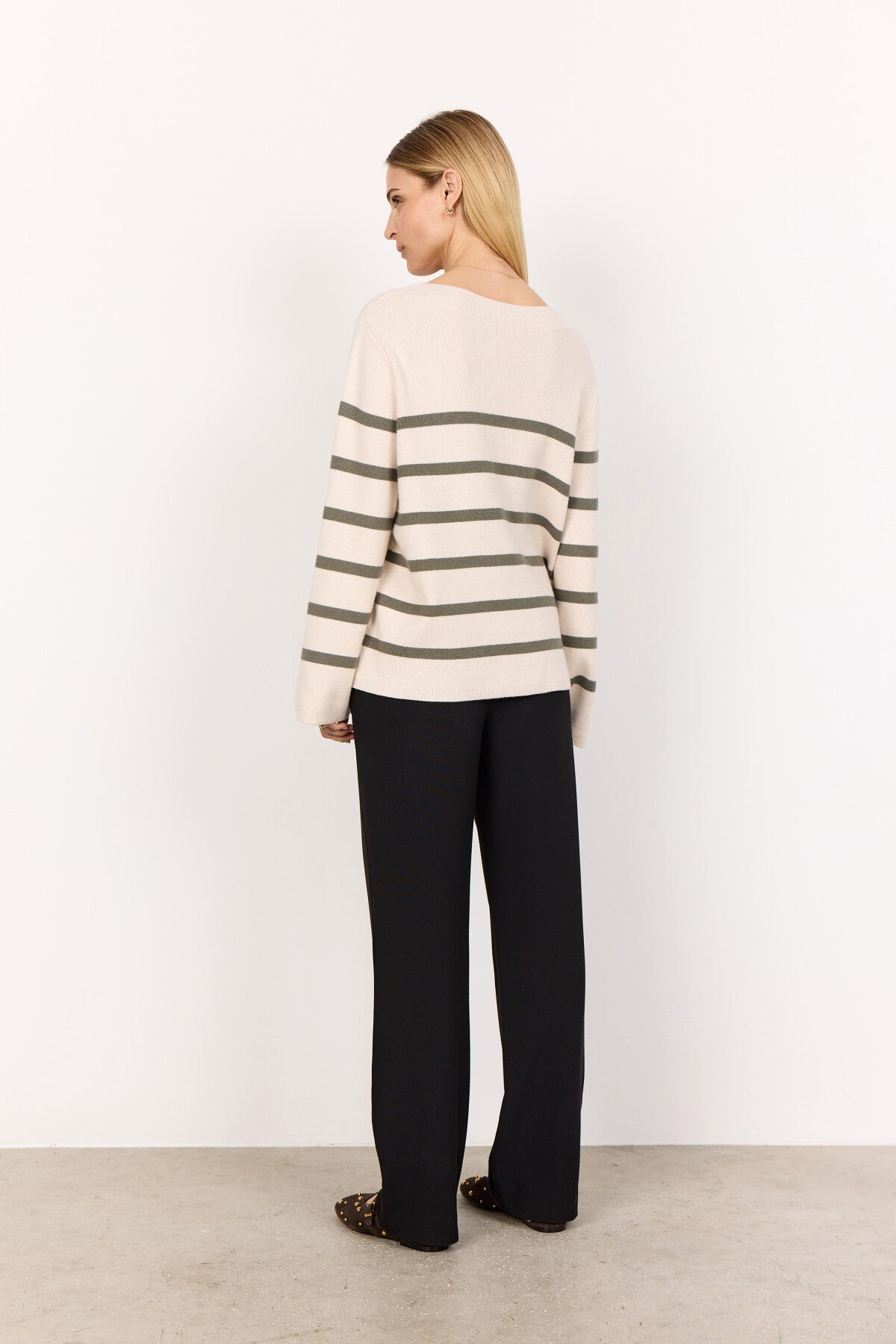 SC-KANITA STRIPE 21 Pullover Støvet Grøn