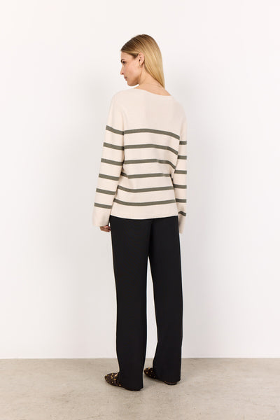 SC-KANITA STRIPE 21 Pullover Støvet Grøn