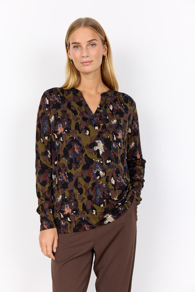 SC-MARICA AOP 341 Bluse Mørkegrøn