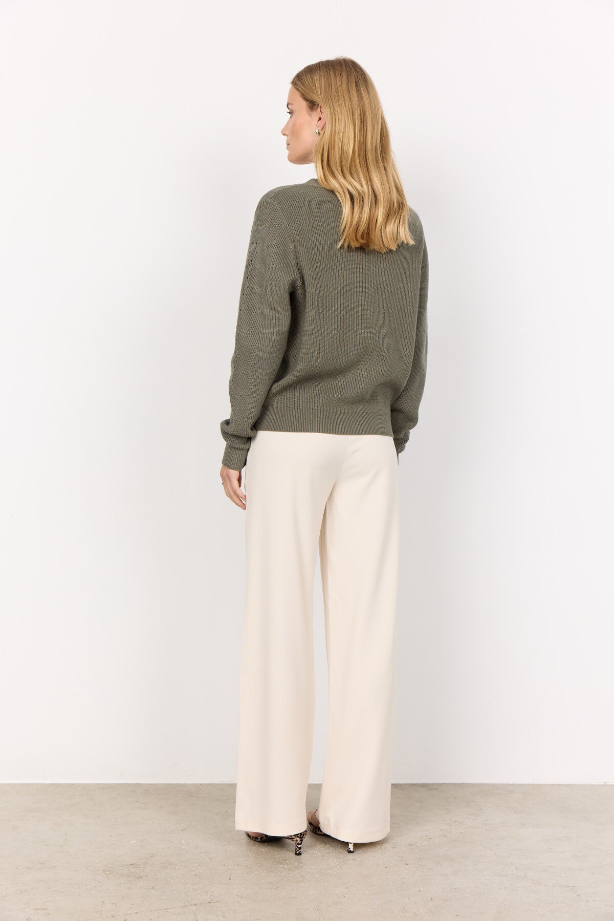 SC-KANITA 12 Cardigan Støvet Grøn