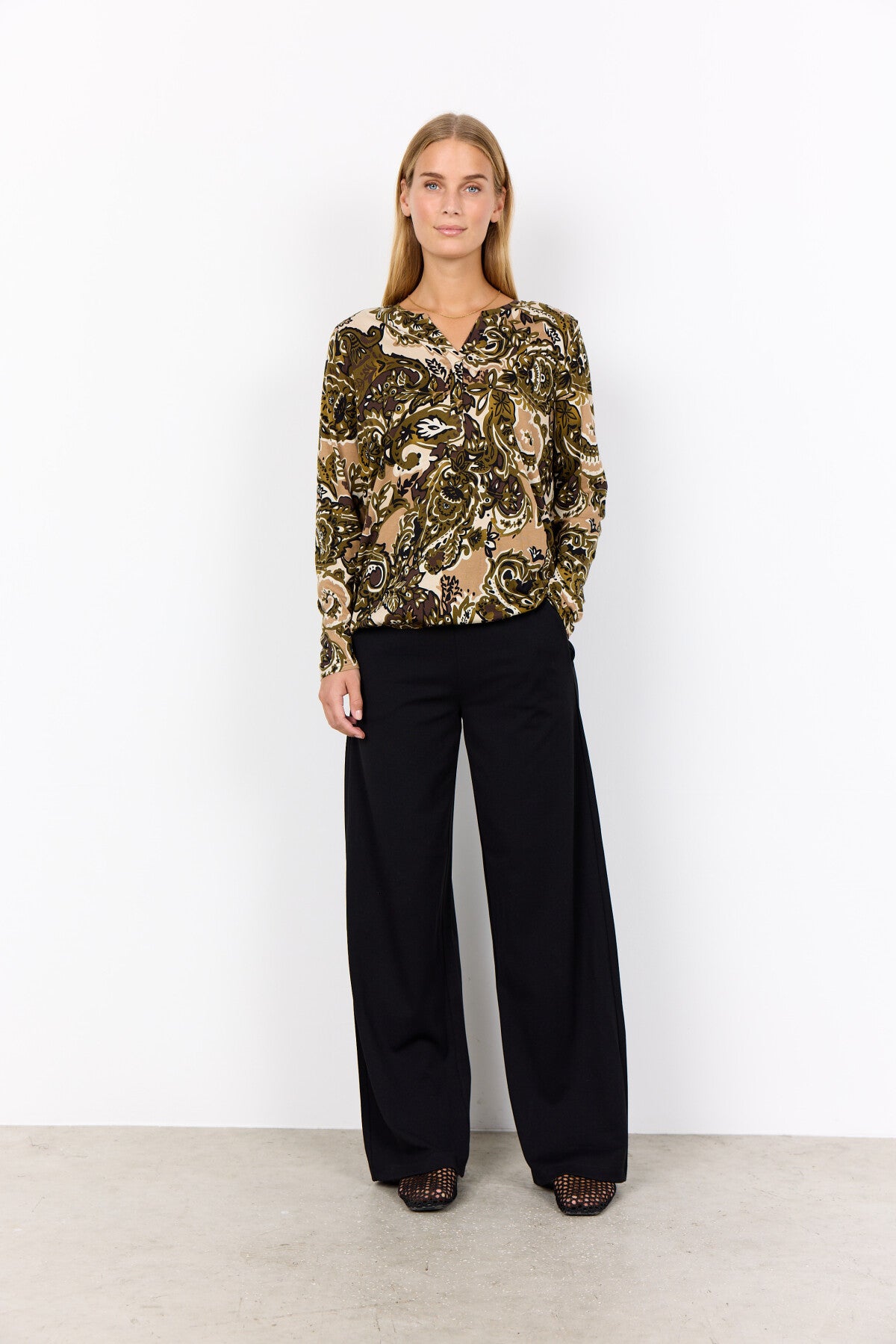 SC-FELICITY AOP 518 Bluse Mørkegrøn