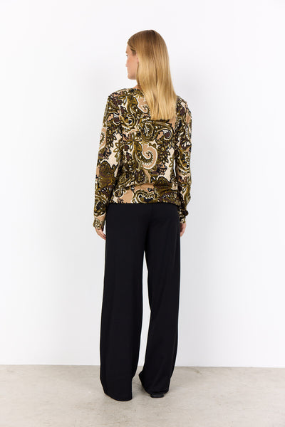 SC-FELICITY AOP 518 Bluse Mørkegrøn