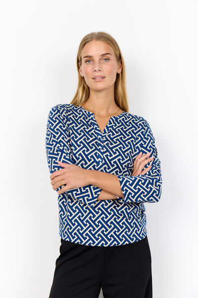 SC-FELICITY AOP 519 Bluse Mørk blå