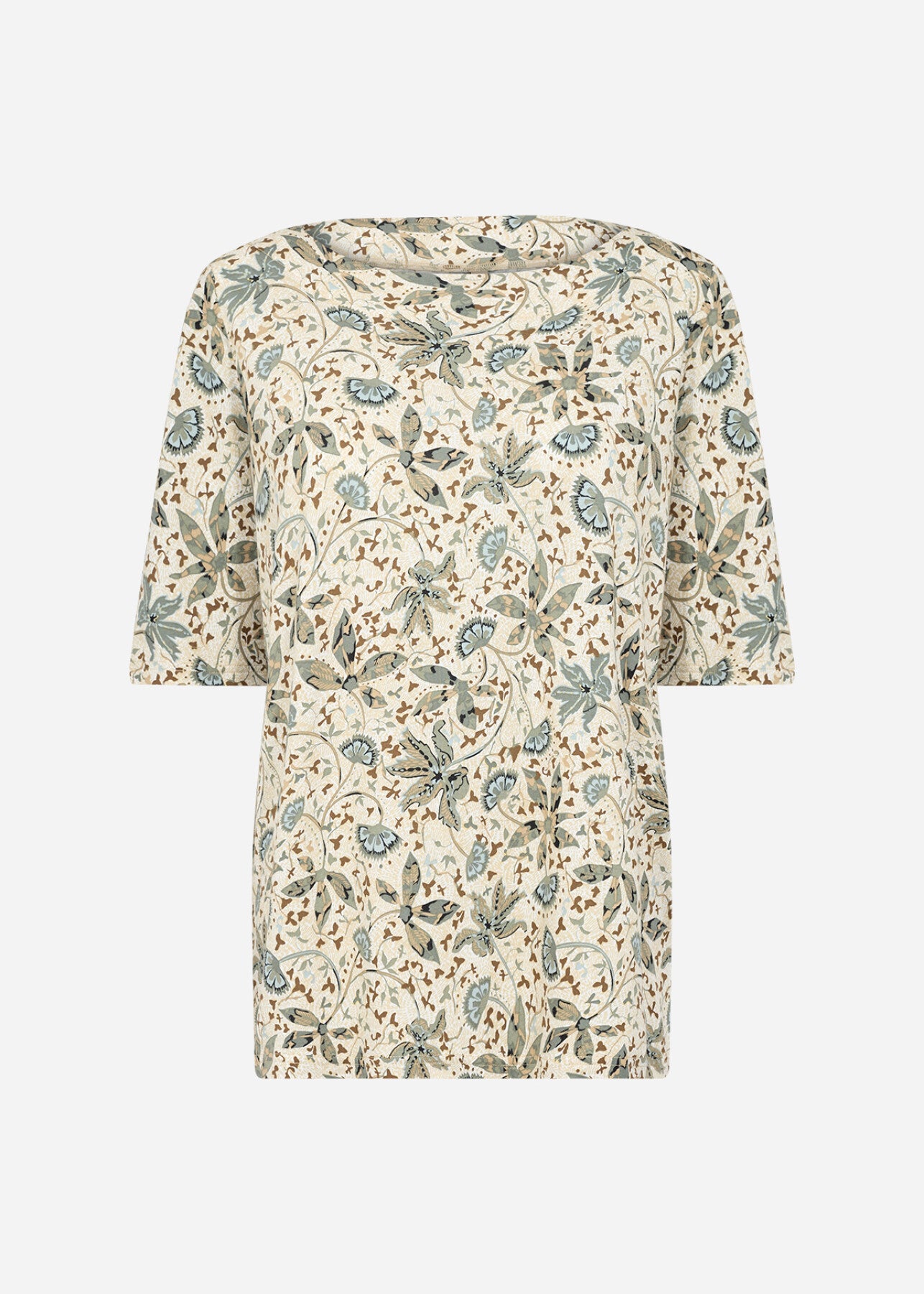 SC-FELICITY AOP 497 T-shirt Støvet Grøn