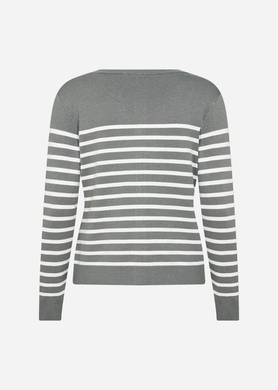 SC-DOLLIE STRIPE 784 Cardigan Støvet Grøn