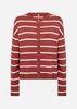 SC-DOLLIE STRIPE 795 Cardigan Mørk rød