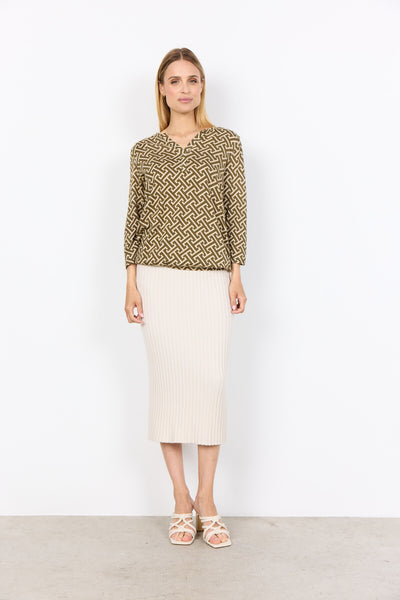 SC-FELICITY AOP 519 Bluse Mørkegrøn