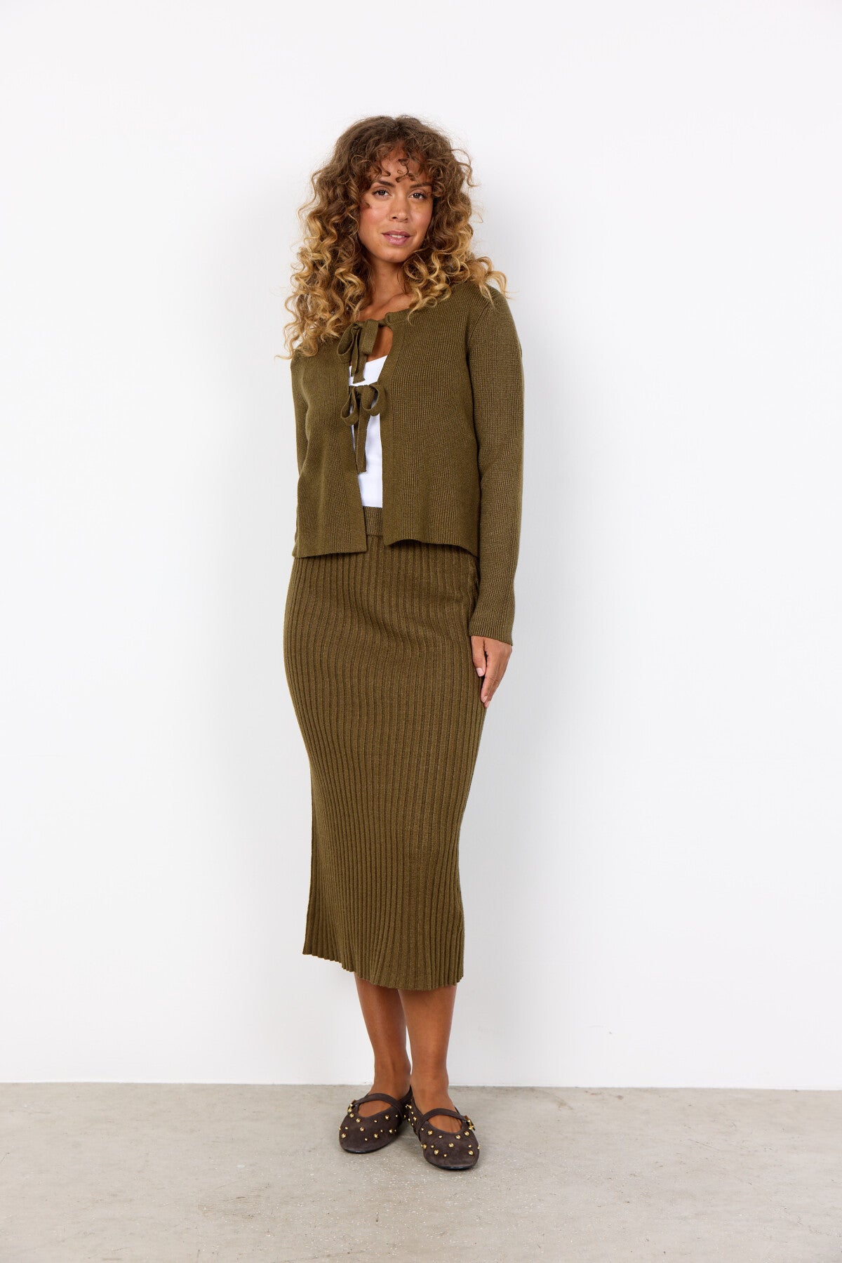 SC-KANITA 26 Cardigan Mørkegrøn
