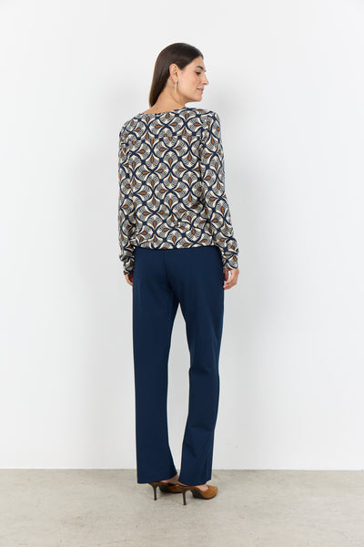 SC-FELICITY AOP 526 Bluse Mørk blå