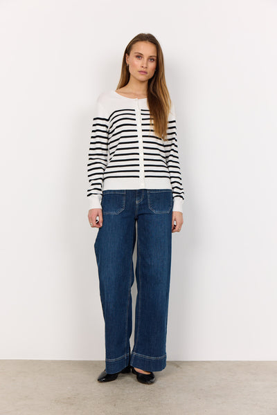 SC-DOLLIE STRIPE 784 Cardigan Sort