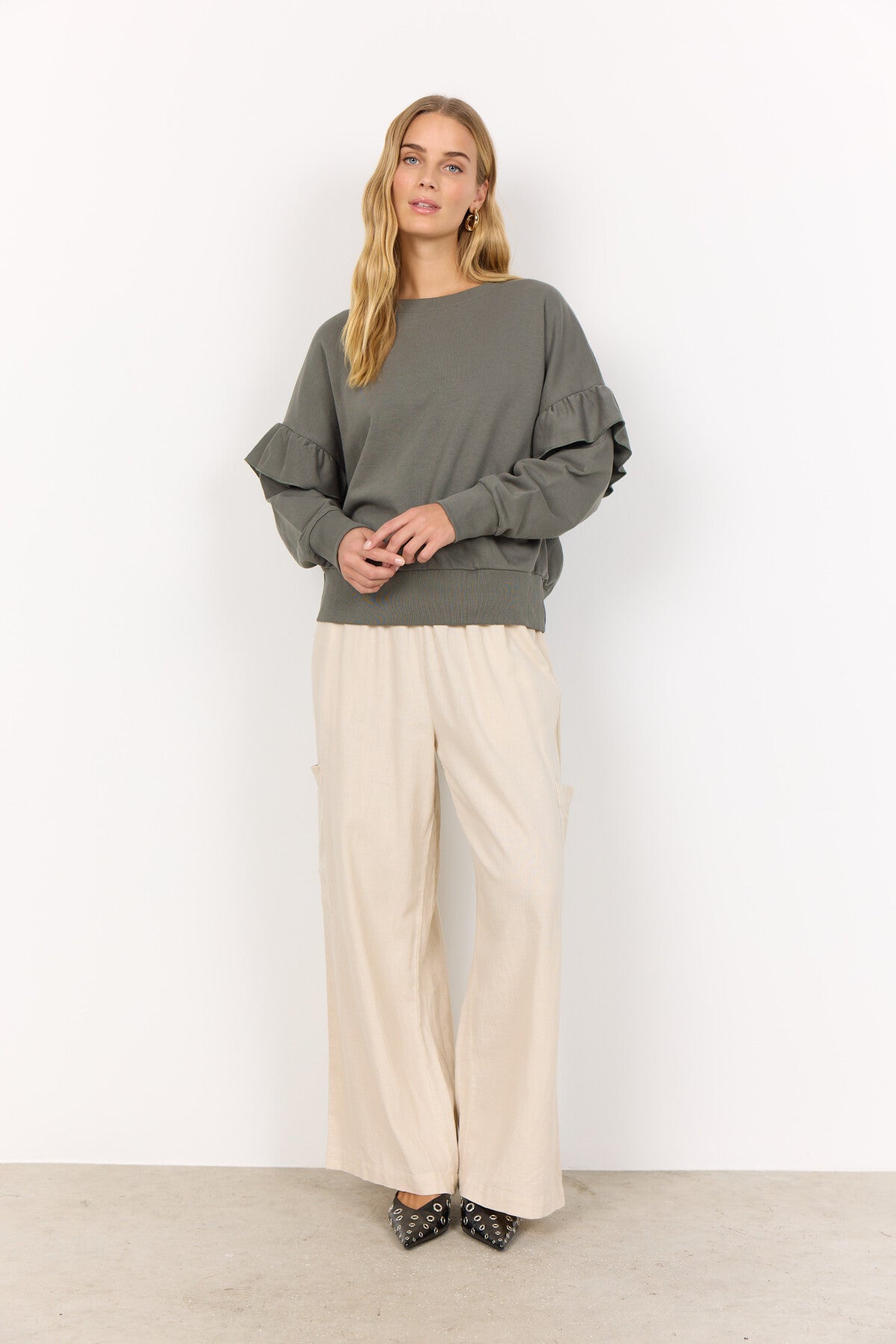 SC-ODETTE 7 Bluse Støvet Grøn