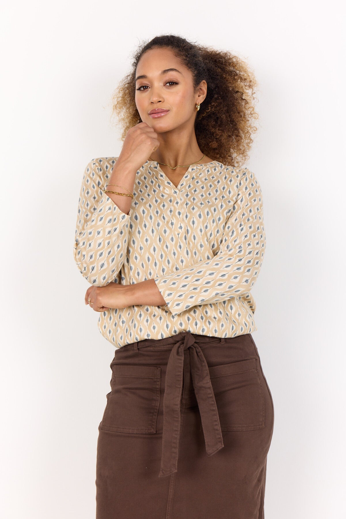 SC-FELICITY AOP 507 Bluse Sand