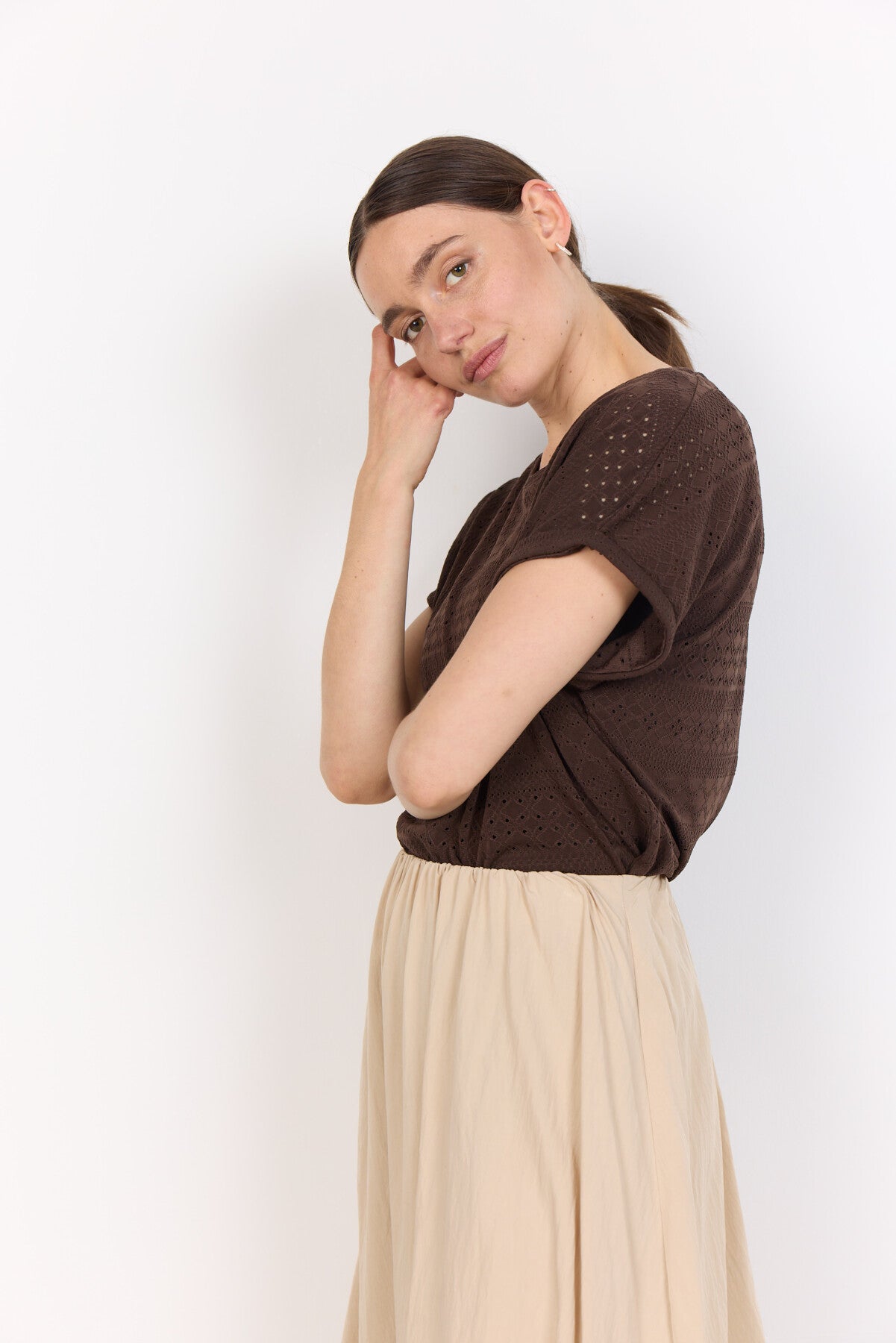 SC-SATINE 2 T-shirt Mørk brun