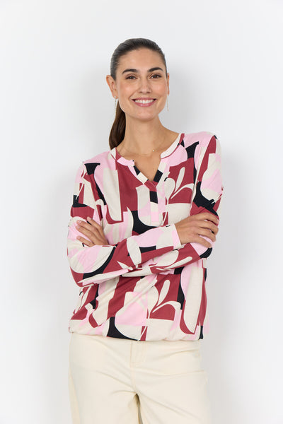 SC-FELICITY AOP 531 Bluse Lyserød