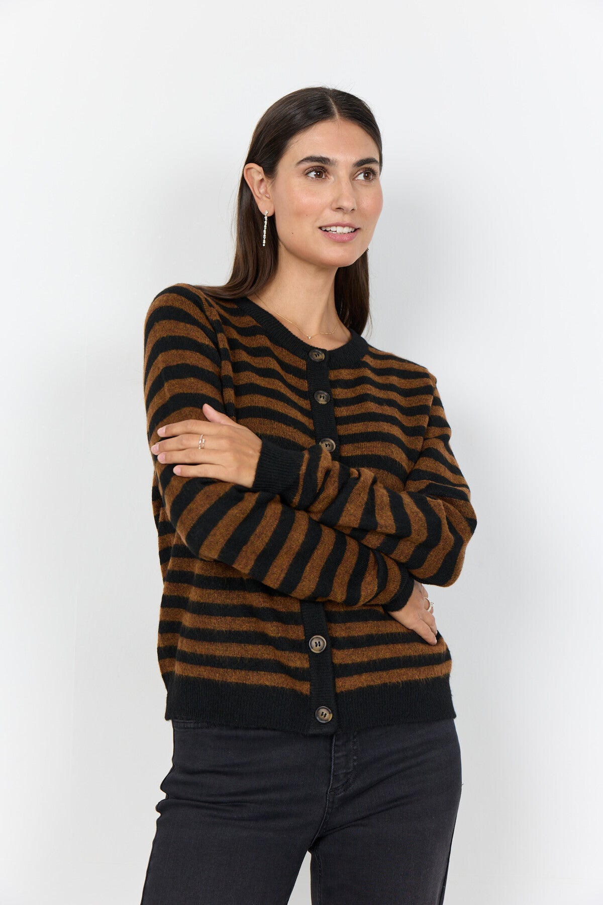 SC-ORLEAN STRIPE 13 Cardigan Sort