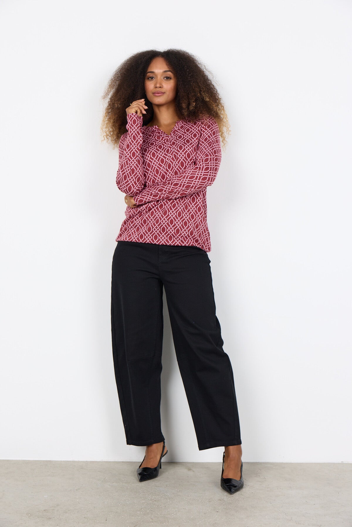 SC-FELICITY AOP 530 Bluse Rubin rød