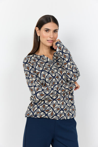 SC-FELICITY AOP 526 Bluse Mørk blå