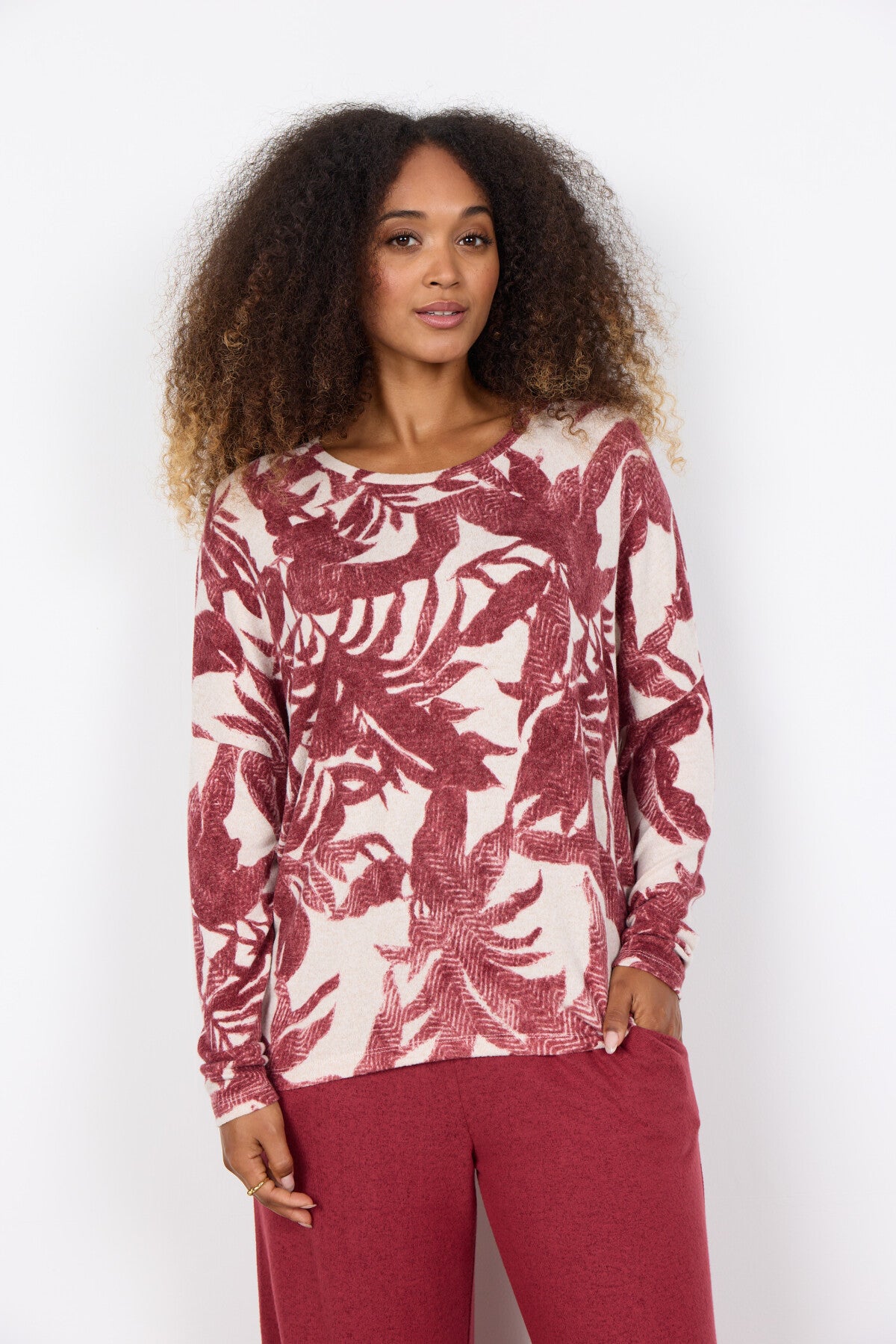 SC-BIARA AOP 152 Bluse Rubin rød