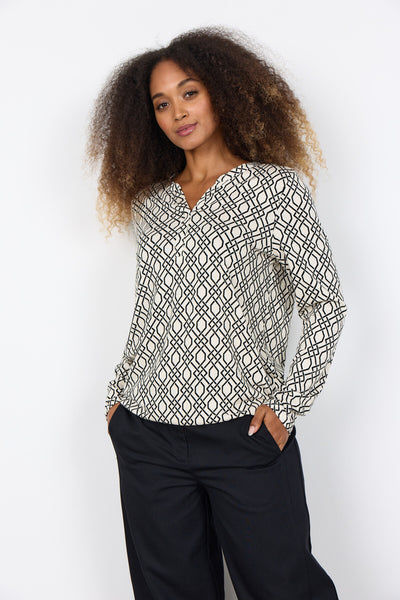 SC-FELICITY AOP 530 Bluse Creme