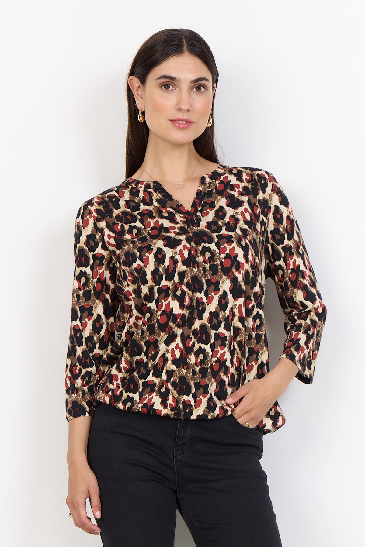 SC-FELICITY AOP 516 Bluse Rust rød