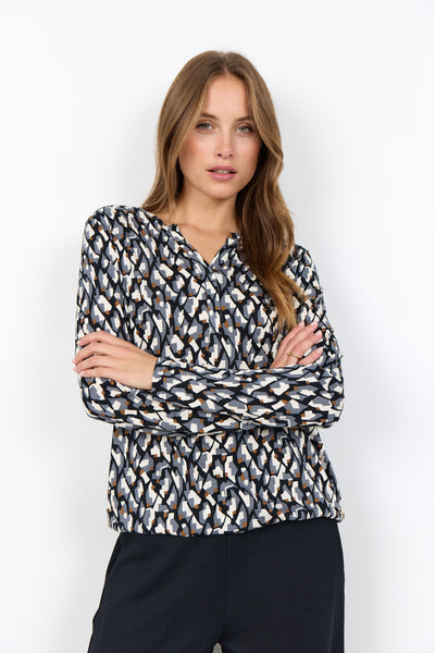 SC-FELICITY AOP 527 Bluse Sort