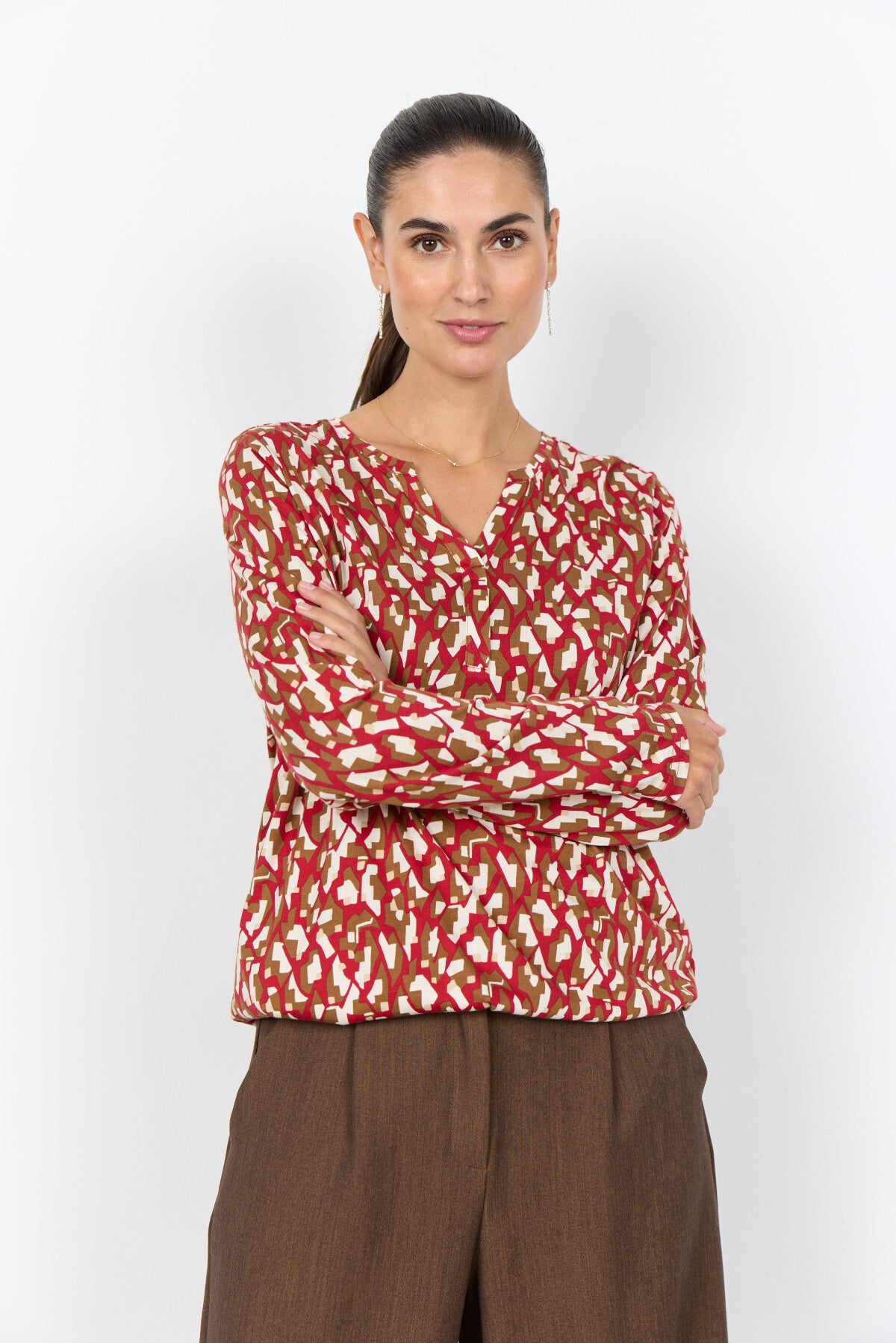SC-FELICITY AOP 527 Bluse Rød