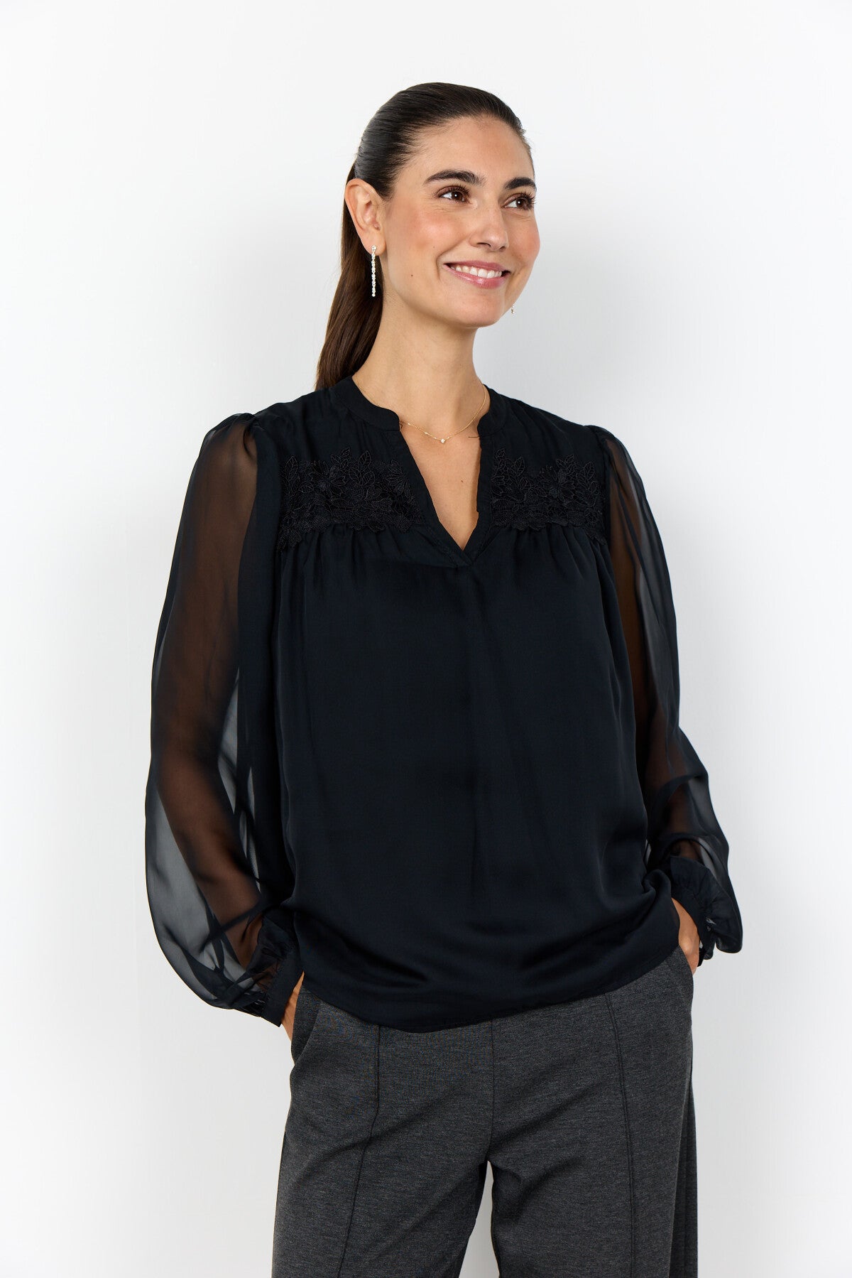 SC-ANNE 1 Bluse Sort