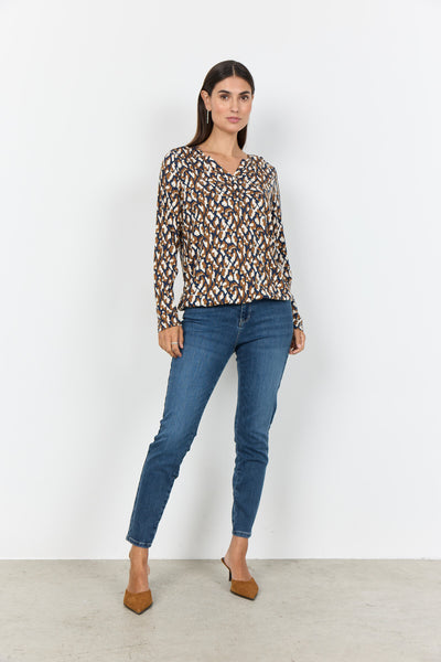 SC-FELICITY AOP 527 Bluse Mørk blå