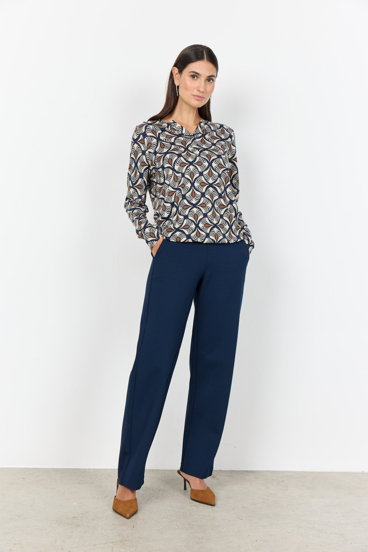 SC-FELICITY AOP 526 Bluse Mørk blå