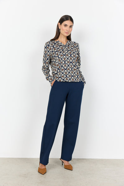 SC-FELICITY AOP 526 Bluse Mørk blå