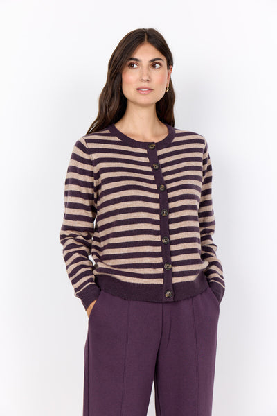 SC-ORLEAN STRIPE 13 Cardigan Lilla